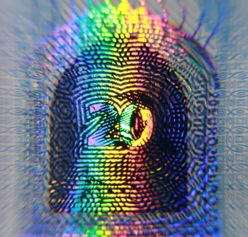 een hologram op een biljet